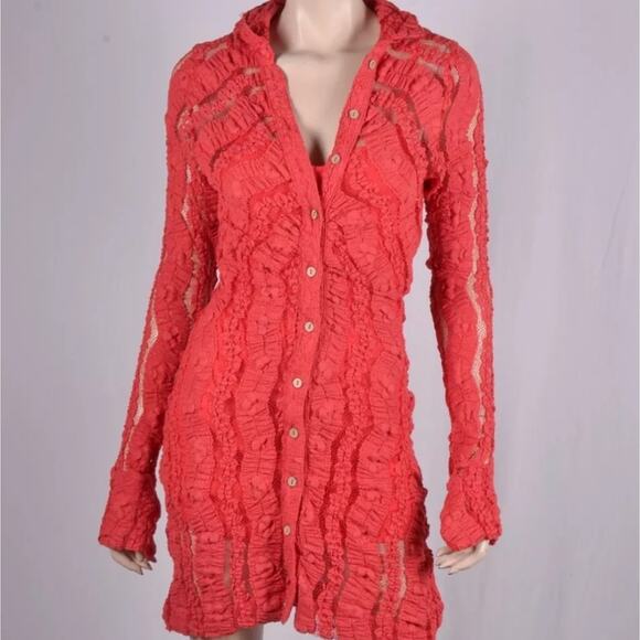 Free People Shayla Lace Mini Dress in Red XS nwts - Picture 3 of 4